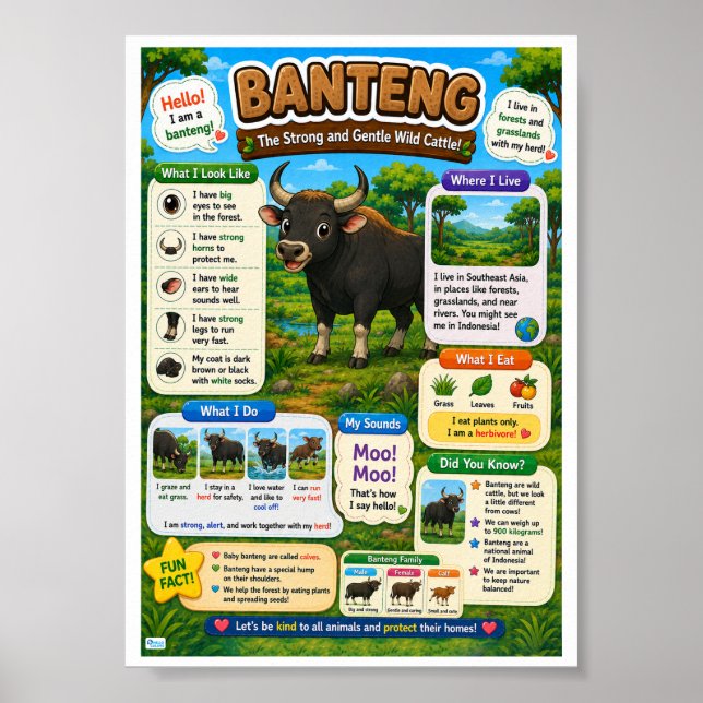 Fun Facts About Banteng For Kids Poster (Front)