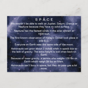 Fun Facts About Space Postcard