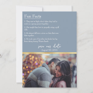 Fun Facts about the Bride & Groom Photo Dusty Blue Invitation