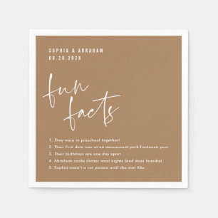 Fun Facts about the couple Camel Brown Wedding Napkin