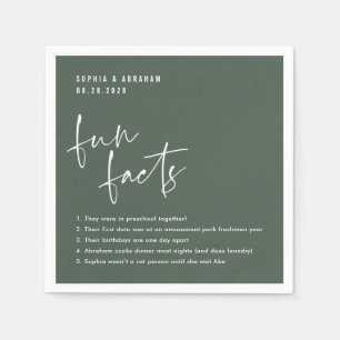 Fun Facts about the couple Dark Green Wedding Napkin