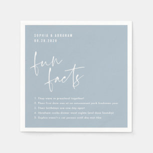 Fun Facts about the couple Light Blue Wedding Napkin