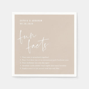 Fun Facts about the couple Sandy Beige Wedding Napkin