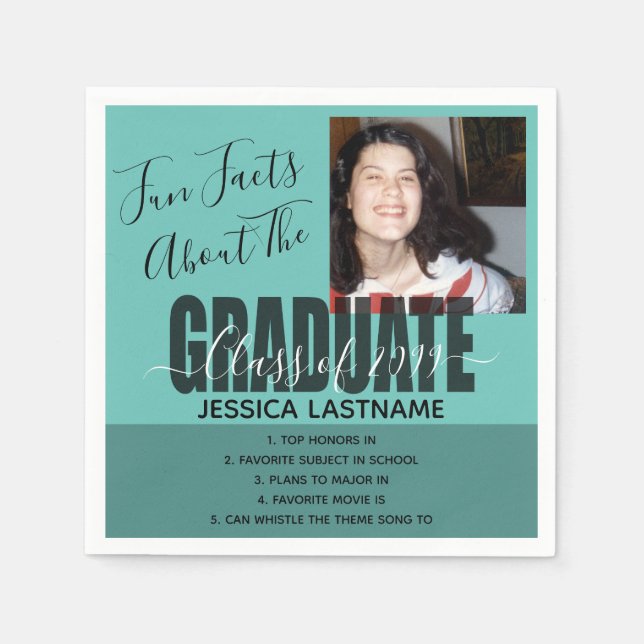 Fun Facts About the Graduate Any Year Photo Napkin (Front)