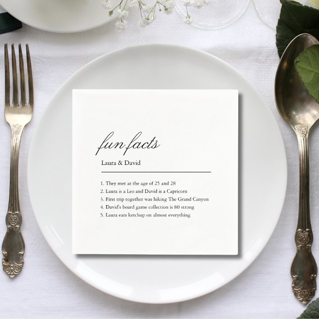 Fun Facts About The Newlyweds Modern Wedding Napkin (Creator Uploaded)