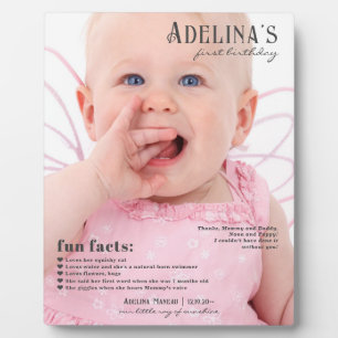 Fun Facts Baby's 1st Birthday Magazine Cover Style Plaque