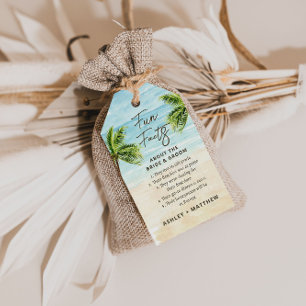 Fun Facts Beach Wedding Bridal Shower Favour Tags