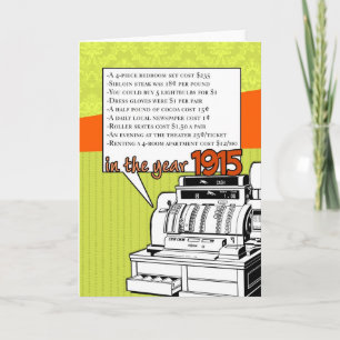 Fun Facts Birthday – Cost of Living in 1915 Card