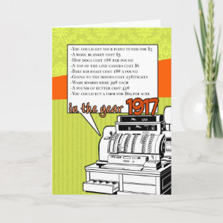Fun Facts Birthday – Cost of Living in 1917 Card