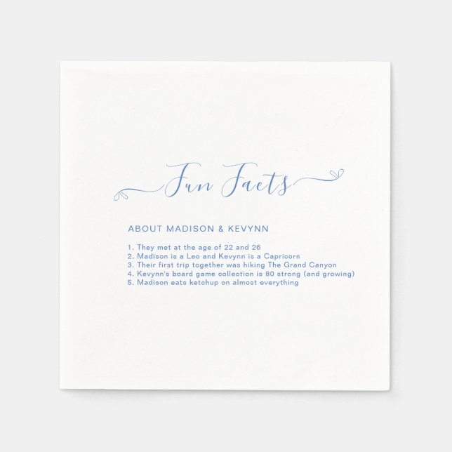 Fun Facts | Blue Wedding Napkins (Front)
