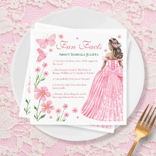 Fun Facts Blush Pink Quinceañera Floral Napkin