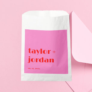 Fun facts Bold Typography Pink Red Wedding Favour Bags