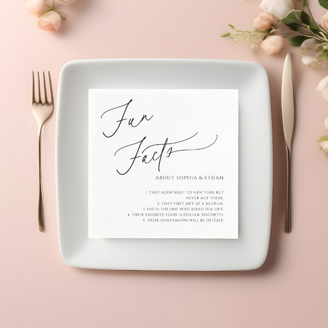 Fun Facts Calligraphy Wedding White Napkin (Creator Uploaded)