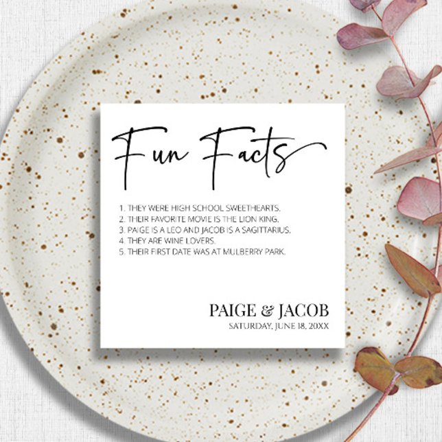 Fun Facts Classic Minimal Minimalist Wedding Napkin (Creator Uploaded)
