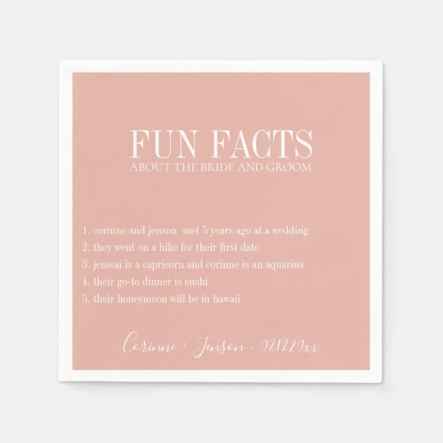 Fun Facts Dusty Rose Personalised Napkin (Front)