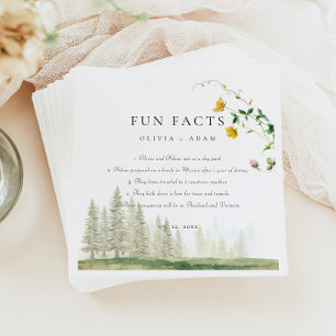 Fun Facts Forest Rustic Boho Wildflower Wedding Napkin