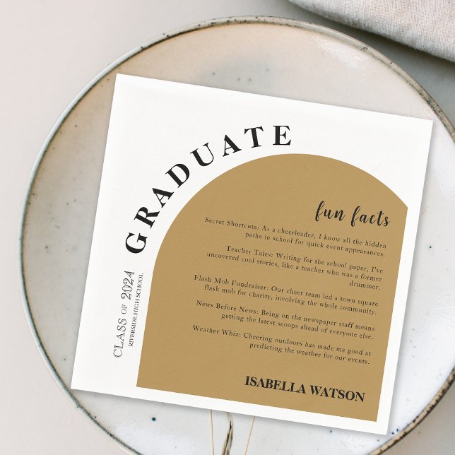 Fun Facts Gold Arch Graduation Party Napkin (Fun Facts Gold Arch Graduation Party Napkins)