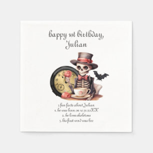 Fun Facts Gothic Skeleton Halloween Baby Birthday Napkin