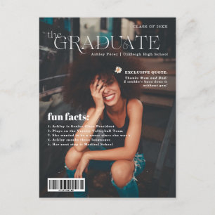 Fun Facts Graduate Magazine Cover Photo Announcement Postcard