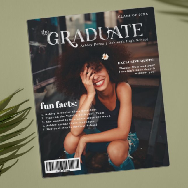 Fun Facts | Graduate Magazine Cover Photo  Announcement Postcard (Creator Uploaded)