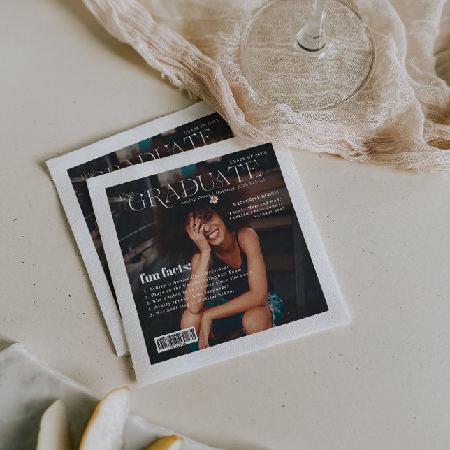 Fun Facts | Graduate Magazine Cover Photo Napkin (Creator Uploaded)