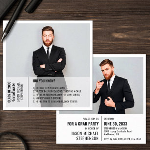 Fun facts graduation announcement 2 photo modern