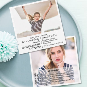 Fun facts graduation announcement 2 photo modern