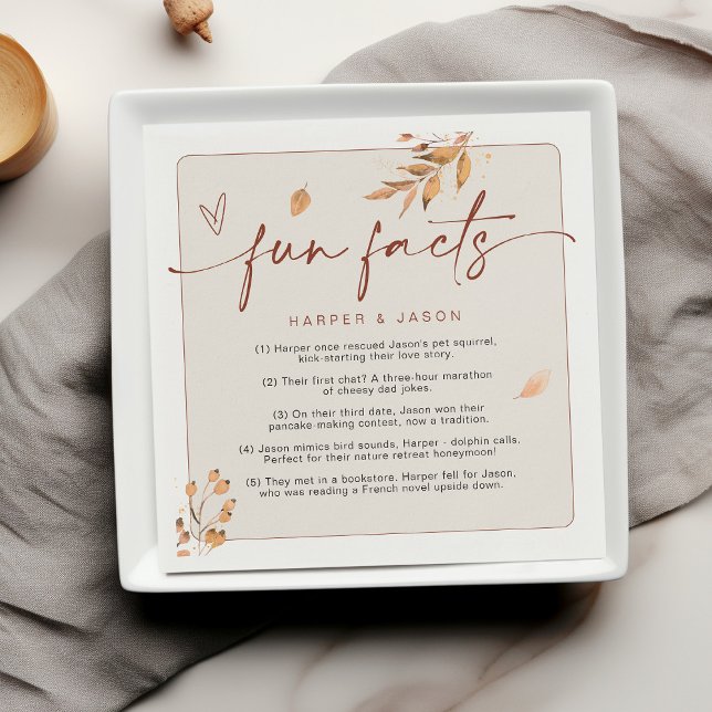 Fun Facts Modern Chic Minimalist Fall Wedding Napkin (Creator Uploaded)