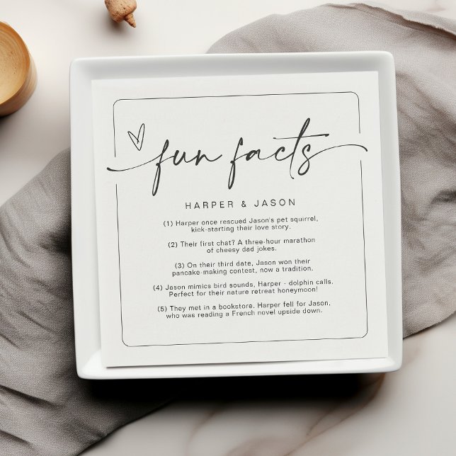 Fun Facts Modern Chic Minimalist Wedding Napkin (Creator Uploaded)