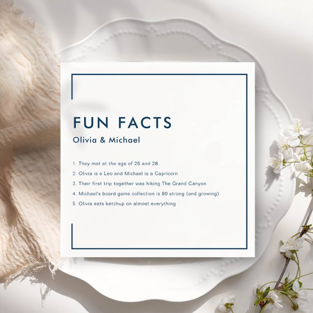 Fun Facts Modern Chic Minimalist Wedding Napkins (Creator Uploaded)