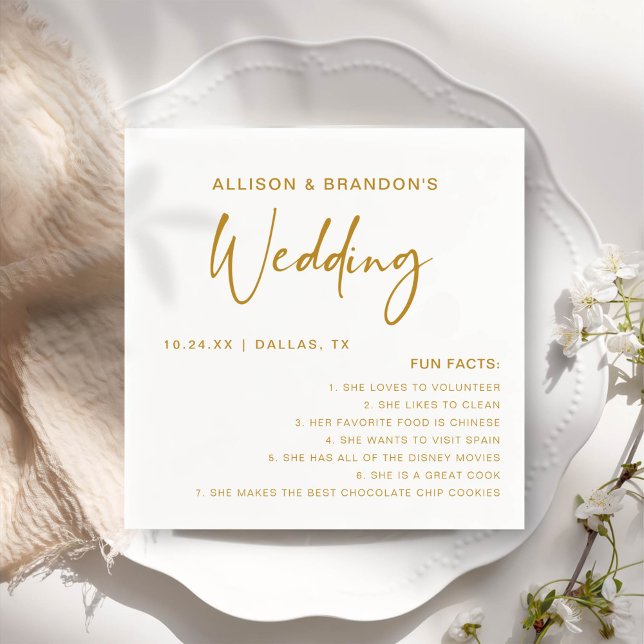 Fun Facts Modern Chic Minimalist Wedding Napkins (Creator Uploaded)