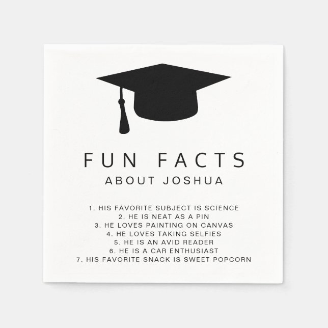 Fun Facts Mortar Board Simple Graduation Napkin (Front)