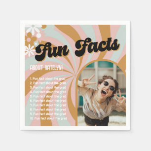 Fun Facts Retro Boho Photo Graduation Napkin
