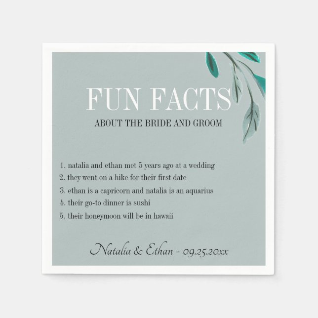 Fun Facts Romantic Garden Personalised Napkin (Front)
