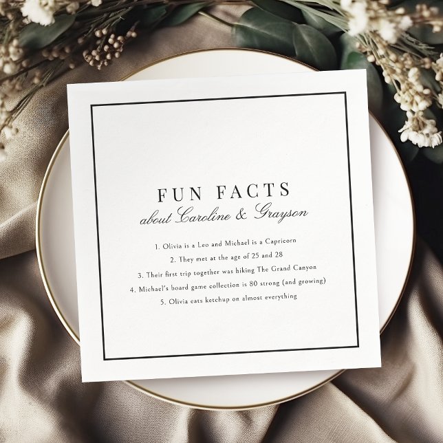 Fun Facts Simple Graceful Typography Wedding Napkin (Fun Facts Simple Graceful Typography Wedding Napkins)