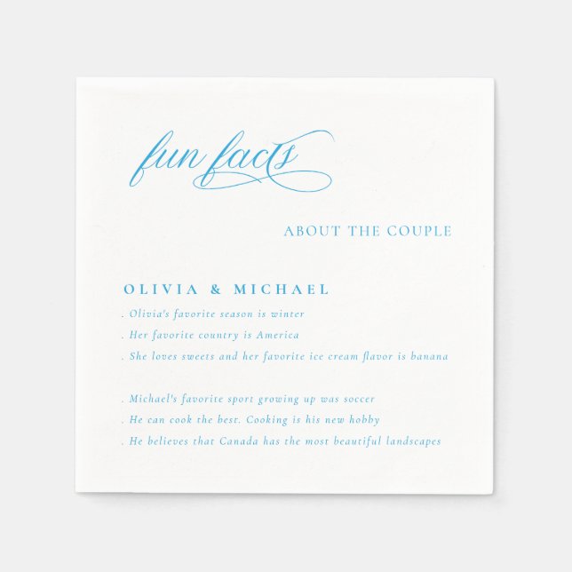 Fun Facts Simply Elegant Typography Wedding Napkin (Front)