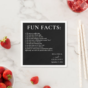 Fun Facts Wedding Cocktail Text Black White Napkin
