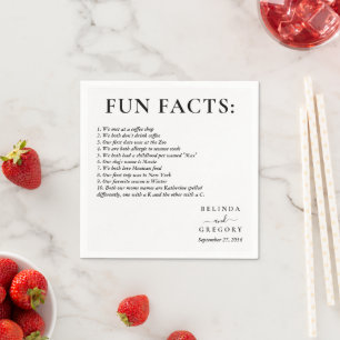 Fun Facts Wedding Cocktail Text Black White Napkin