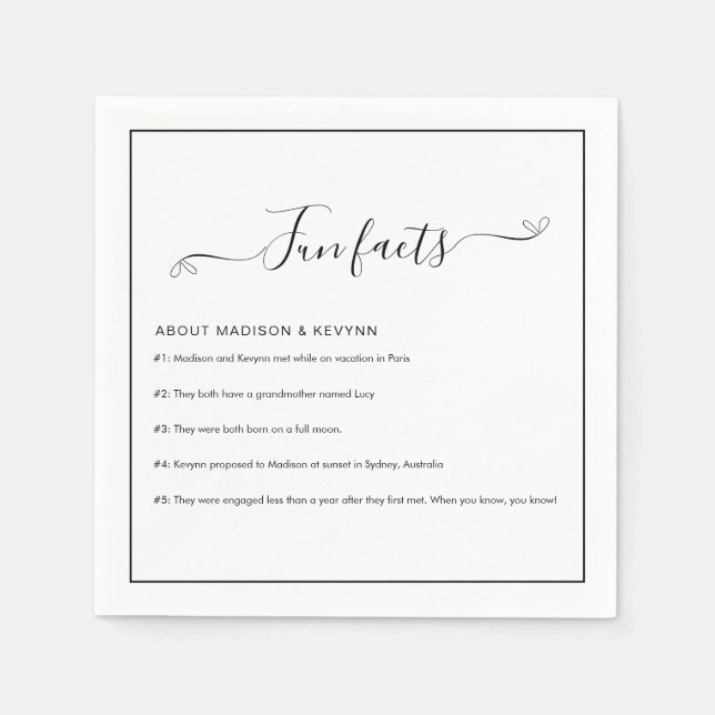 Fun Facts Wedding Napkins (Front)