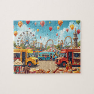 Fun Fair Carnival Food Trucks Roller Coaster Jigsaw Puzzle