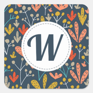 Fun Fall Floral Monogram Envelope Seals