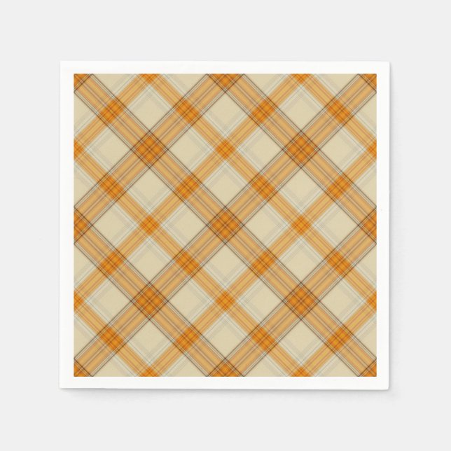 Fun Fall pattern plaid paper napkins (Front)