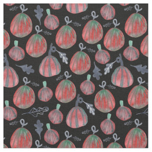 Fun Fall Pumpkins Autumn Watercolor Pattern Fabric