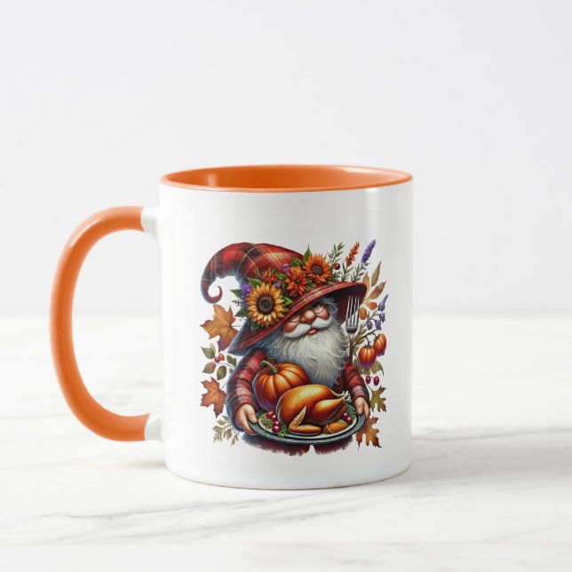Fun Fall Seasonal gnome add monogram Mug (Left)