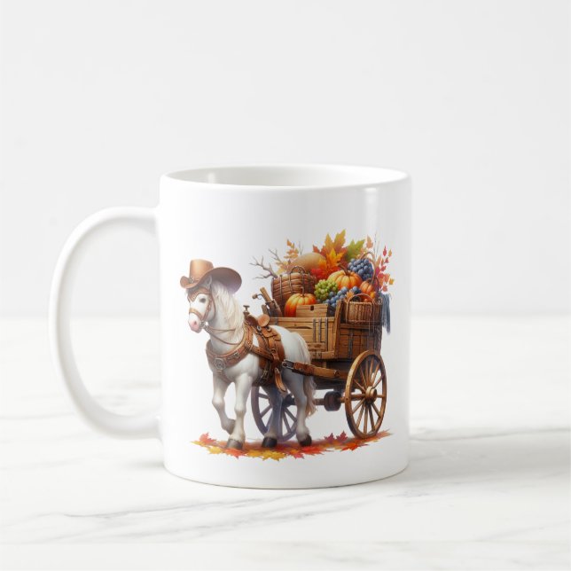 Fun Fall Seasonal horse monogram  Coffee Mug (Left)