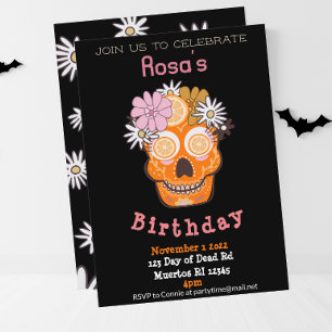 Fun Fall Sugar Skull Birthday Invitation