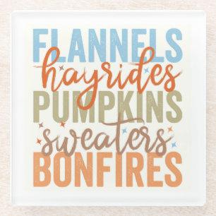 Fun Fall Vibes Glass Coaster