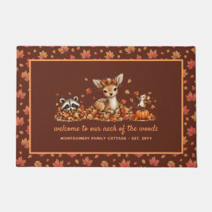Fun Fall Woodland Animals Personalised Autumn Doormat