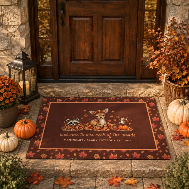 Fun Fall Woodland Animals Personalised Autumn Doormat (Fun Fall Woodland Animals Personalized Autumn Doormat)