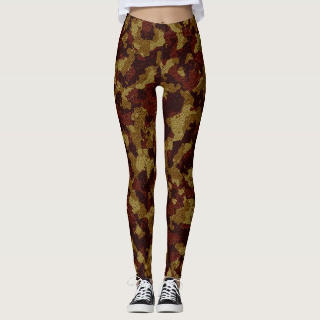 Fun Fall Woods Camouflage Pattern Leggings (Front)